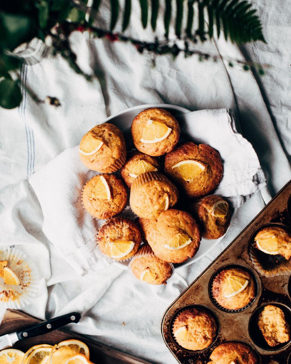 Free Image of Muffins in a Tin and Tray 
