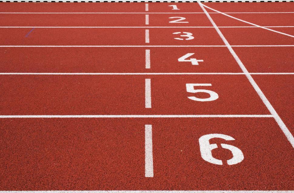 Free Image of Red Running Track With Numbers 