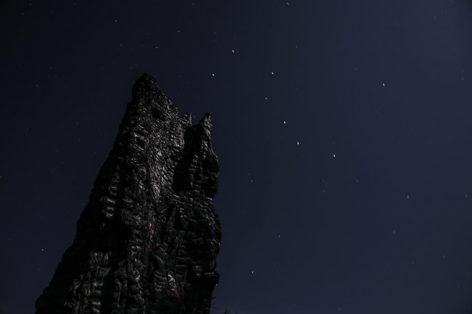 Free Image of Night Sky With Stars Above a Mountain 