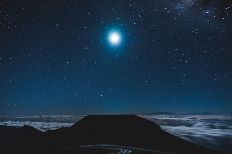 Free Image of Moon and Stars in the Night Sky 