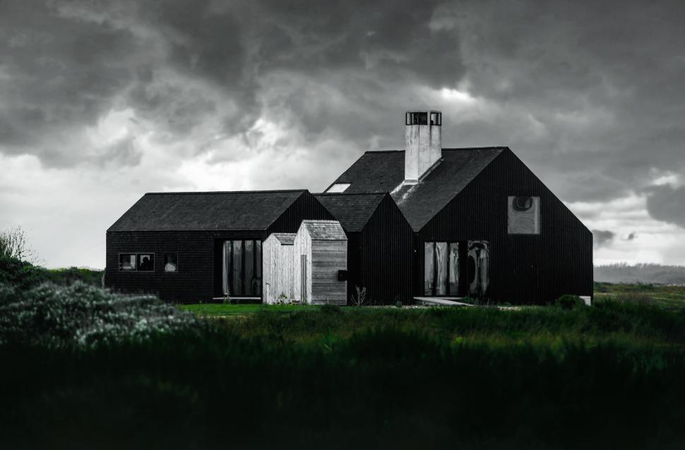 Free Image of Black and White Photo of a House 