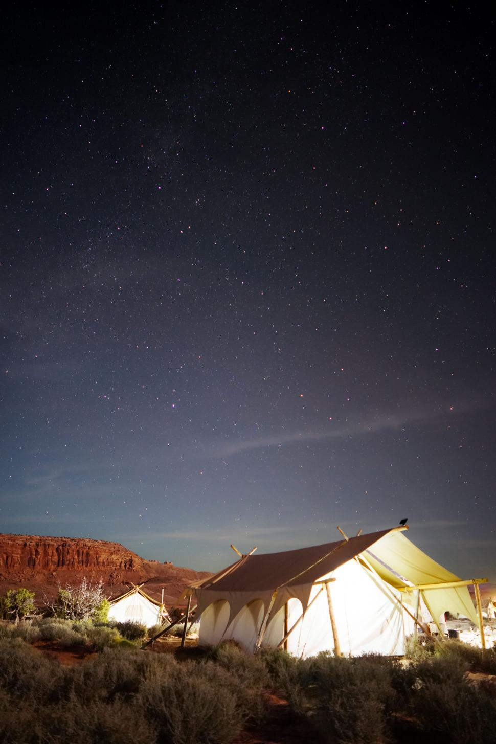 Free Image of Illuminated Tent in Desert Night 