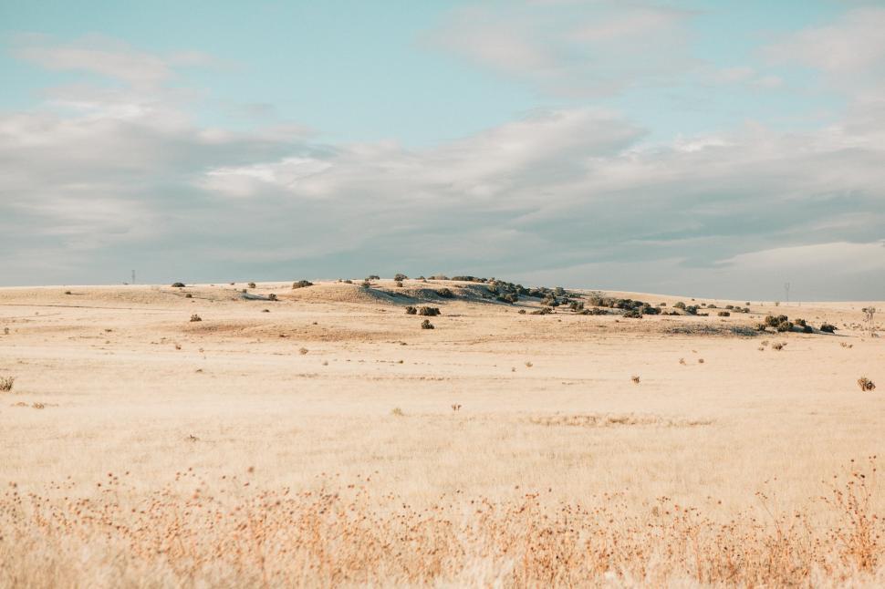 Free Image of Dry Grass Field With Background Hill 