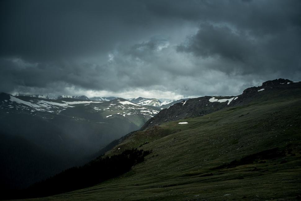 Free Image of Dark Clouds Over Mountain Range 