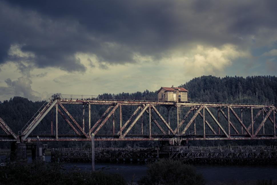 Free Image of Train Bridge With Building 