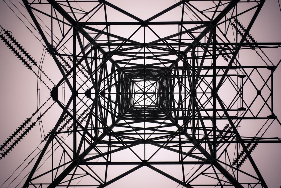 Free Image of High Voltage Tower in Black and White 