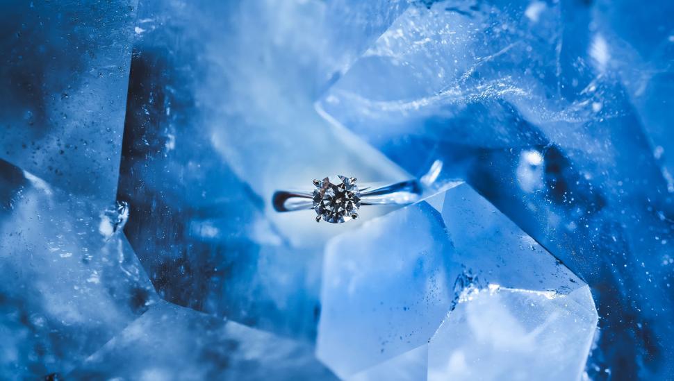 Free Image of Diamond Ring Resting on Ice 