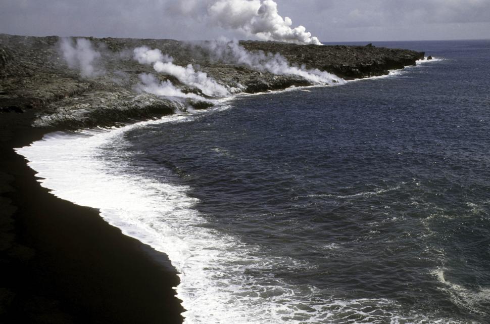 Free Image of ocean steaming lava 