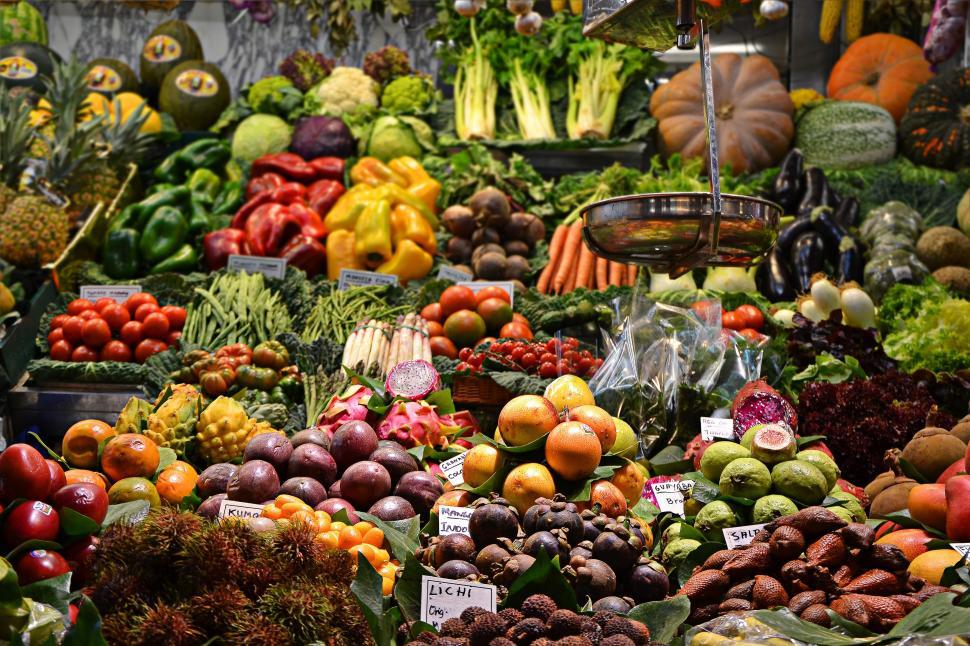 Free Image of Abundance of Fresh Fruits and Vegetables Display 