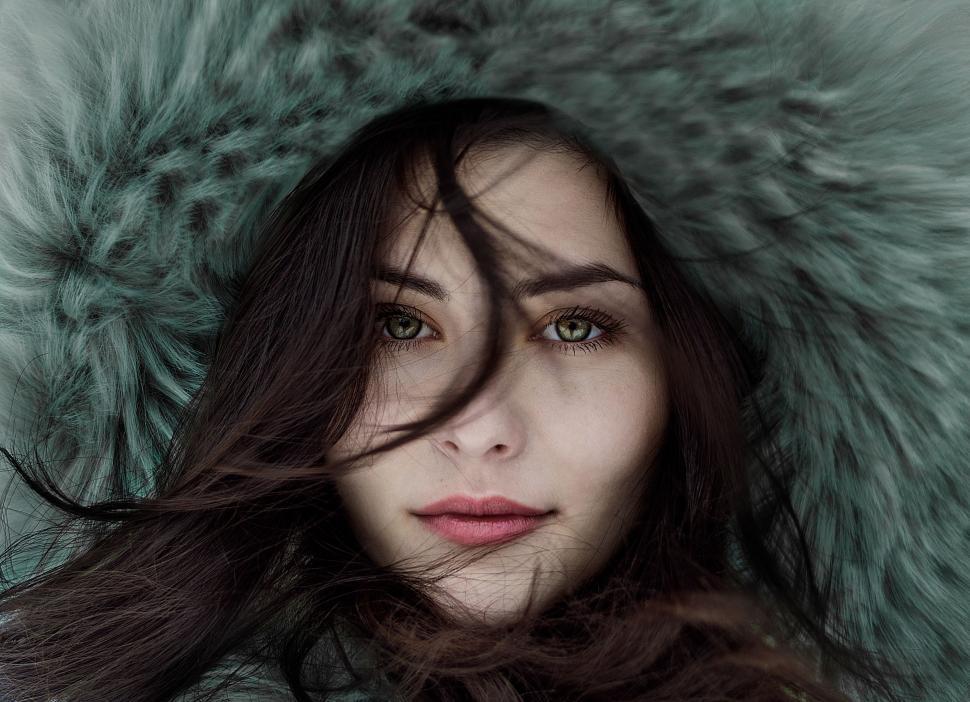 Free Image of Woman With Long Hair Wearing Fur Coat 