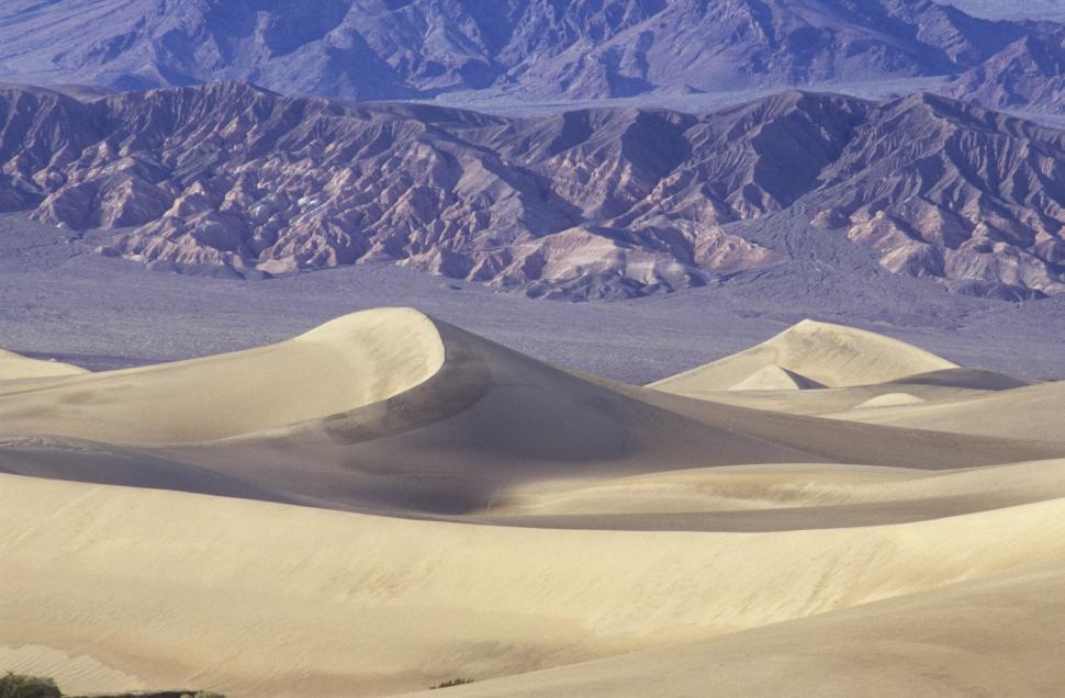 Download Free Stock Photo of sand dunes meet the mountains 