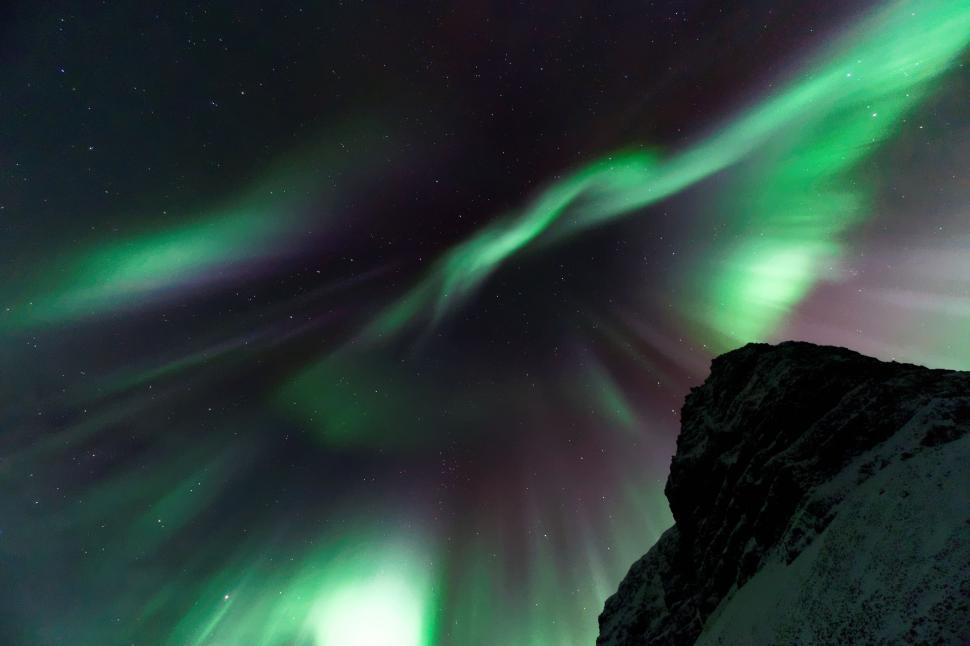Free Image of Green and White Aurora Borealis in the Sky 