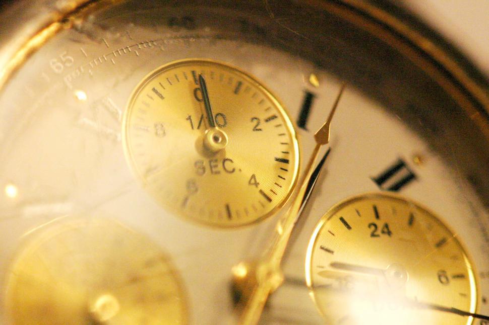 Free Image of Close Up of a Gold Pocket Watch 