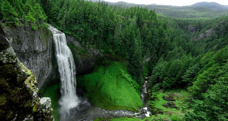Free Image of Majestic Waterfall in Lush Green Forest 