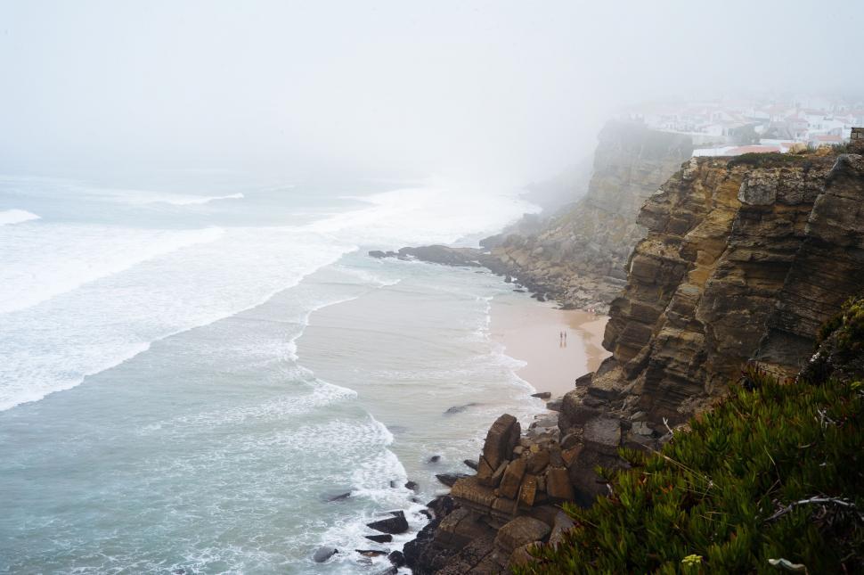 Free Image of Ocean View From Cliff on Foggy Day 