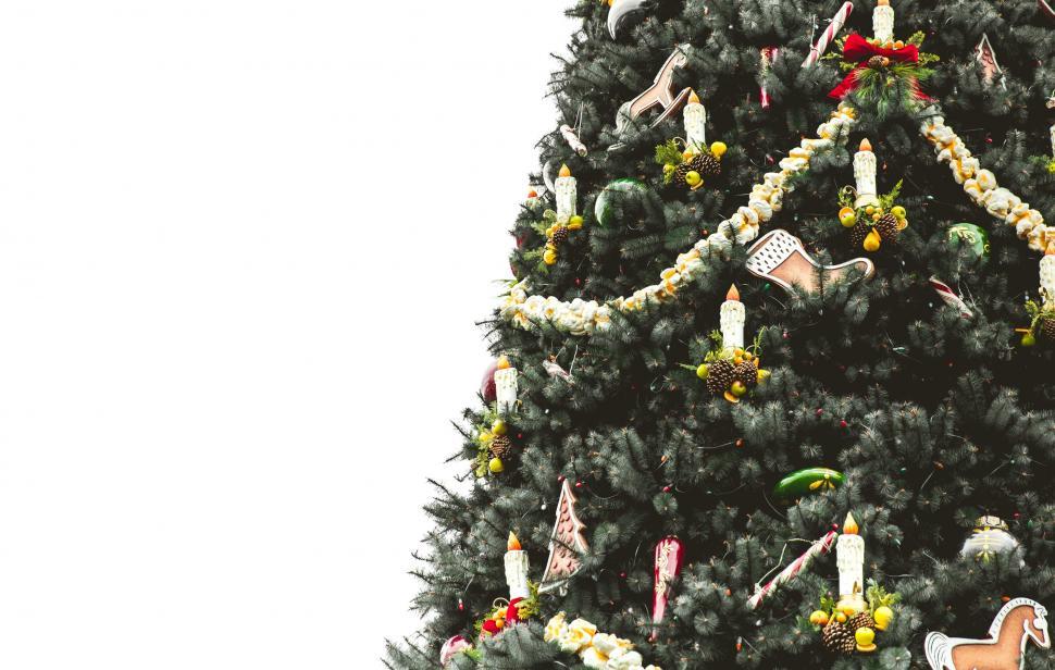 Free Image of Decorated Christmas Tree on White Background 