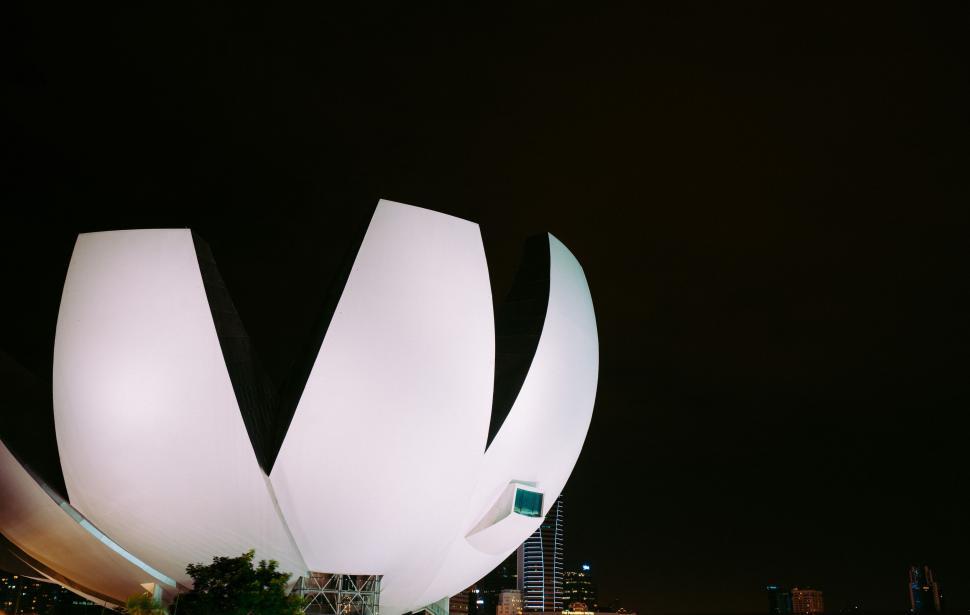 Free Image of Giant White Structure in Urban Night Scene 