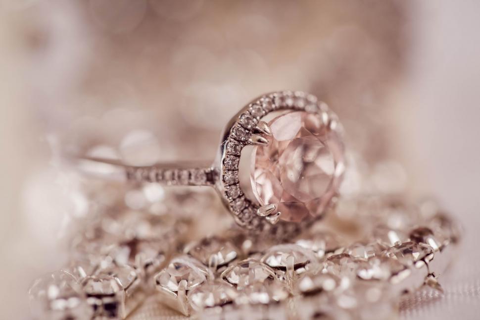 Free Image of Close Up of Diamond Ring on Table 