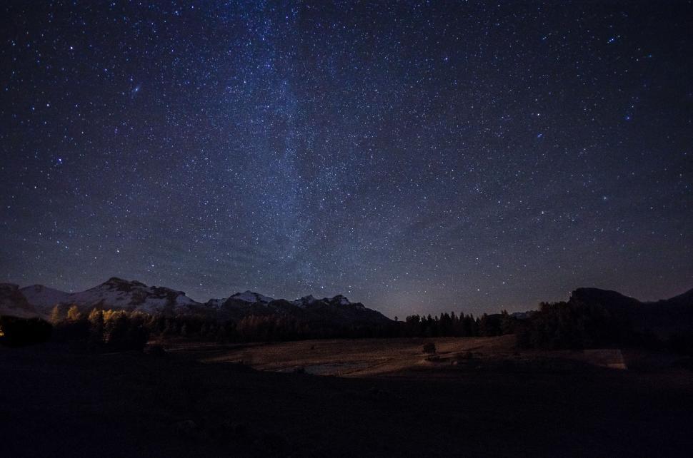 Free Image of Night Sky With Stars and Mountain Range 
