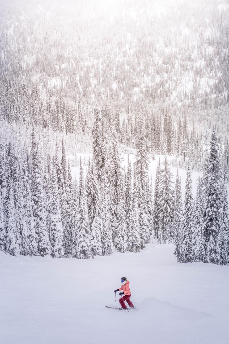 Free Image of Person Skiing Down Snow Covered Slope 