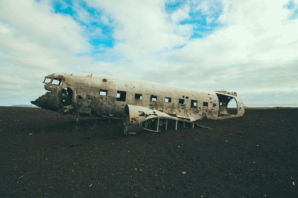 Free Image of Abandoned Airplane in Remote Location 