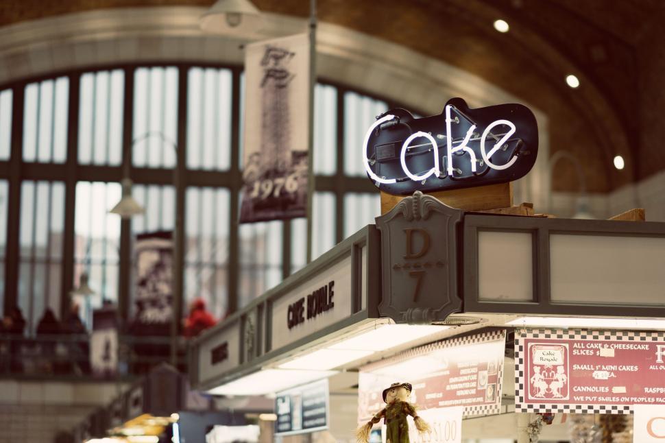 Free Image of Cake Shop With Neon Sign 