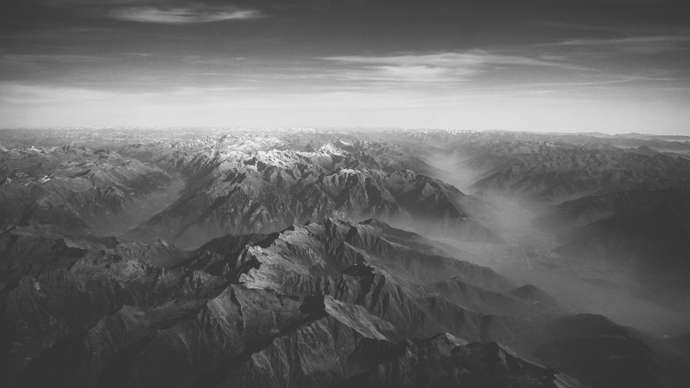 Free Image of Majestic Black and White Mountain Range 