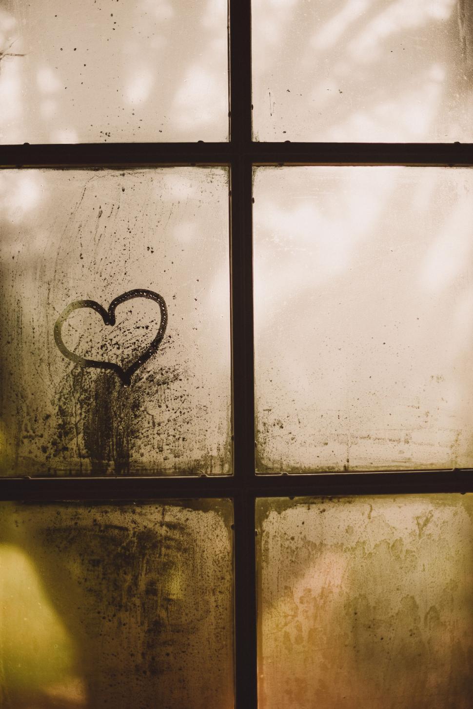 Free Image of Window With Heart Drawing 