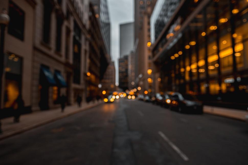 Free Image of Blurry Night View of City Street 