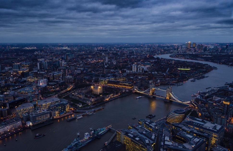 Free Image of Aerial View of London City at Night 