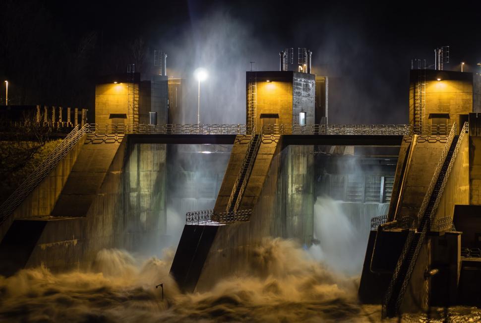 Free Image of Night Time Painting of a Dam 