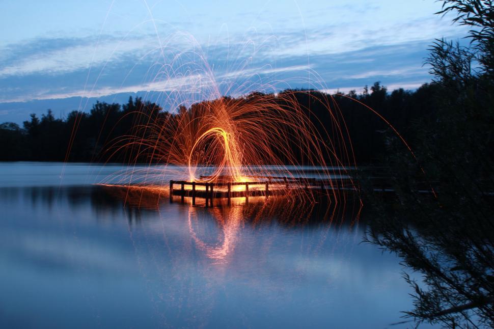 Free Image of Firework Display on Lake 