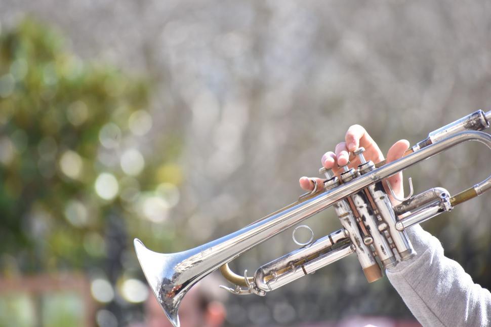 Free Image of Person Playing a Trumpet Close Up 