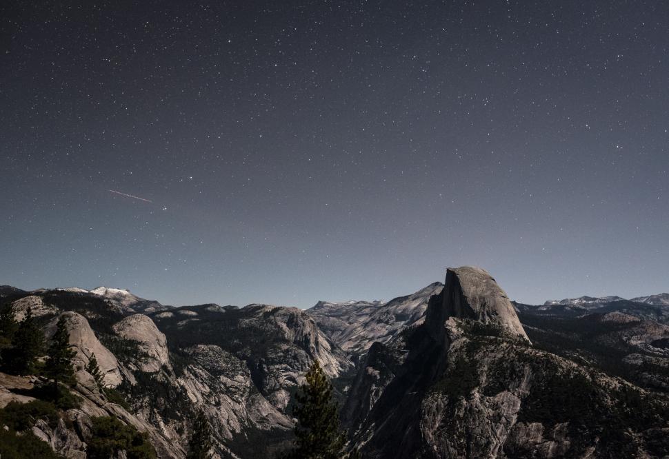 Free Image of Night Sky Over Mountain Range With Stars 