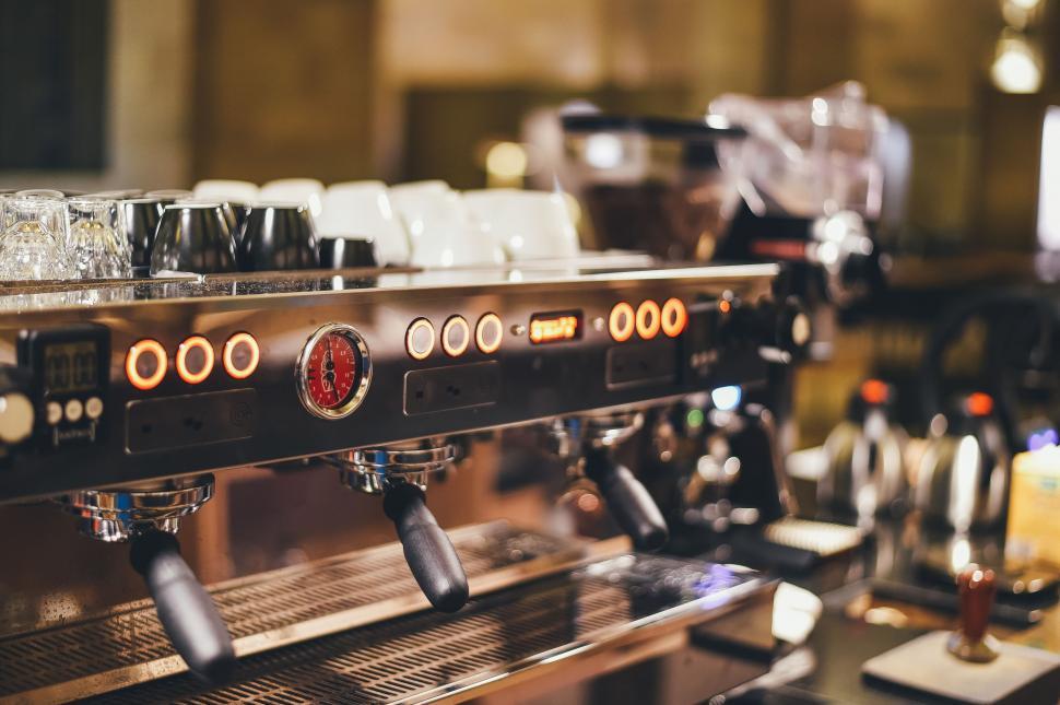Free Image of Row of Coffee Machines on Counter 