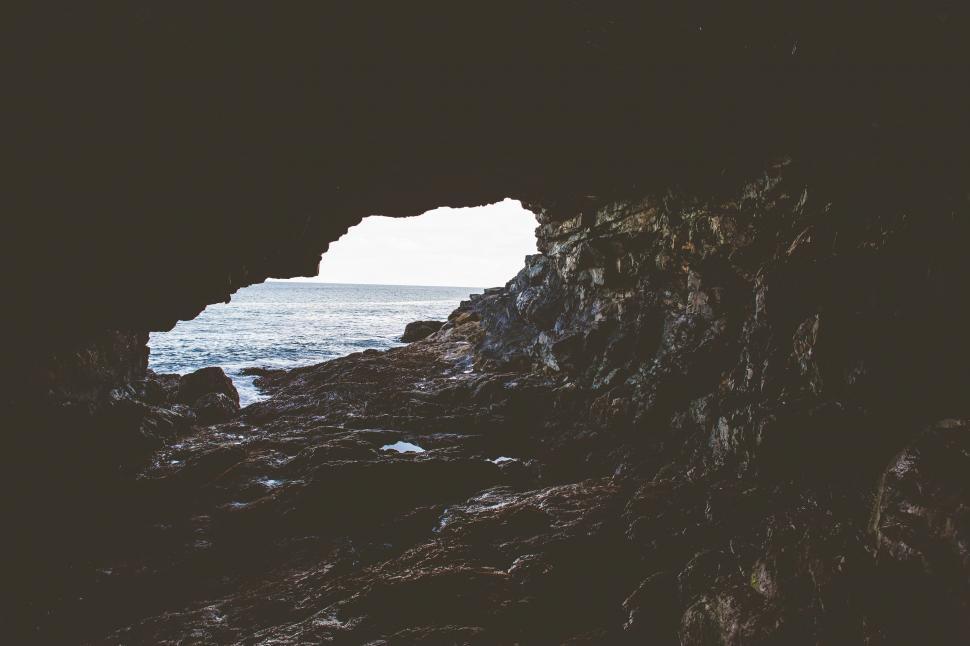 Free Image of Cave Overlooking Ocean 