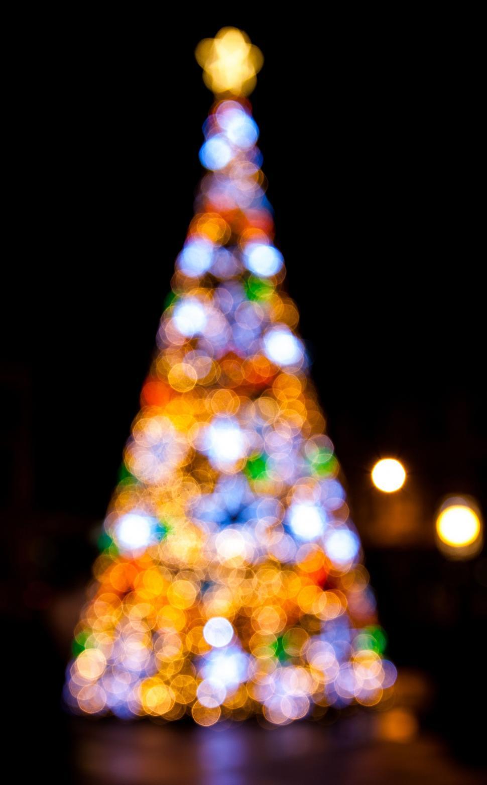 Free Image of Brightly Lit Christmas Tree in the Dark 