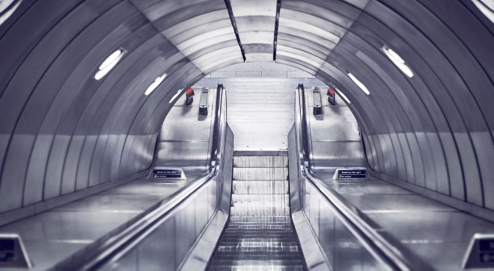 Free Image of Emptiness in the Subway: An Empty Escalator 