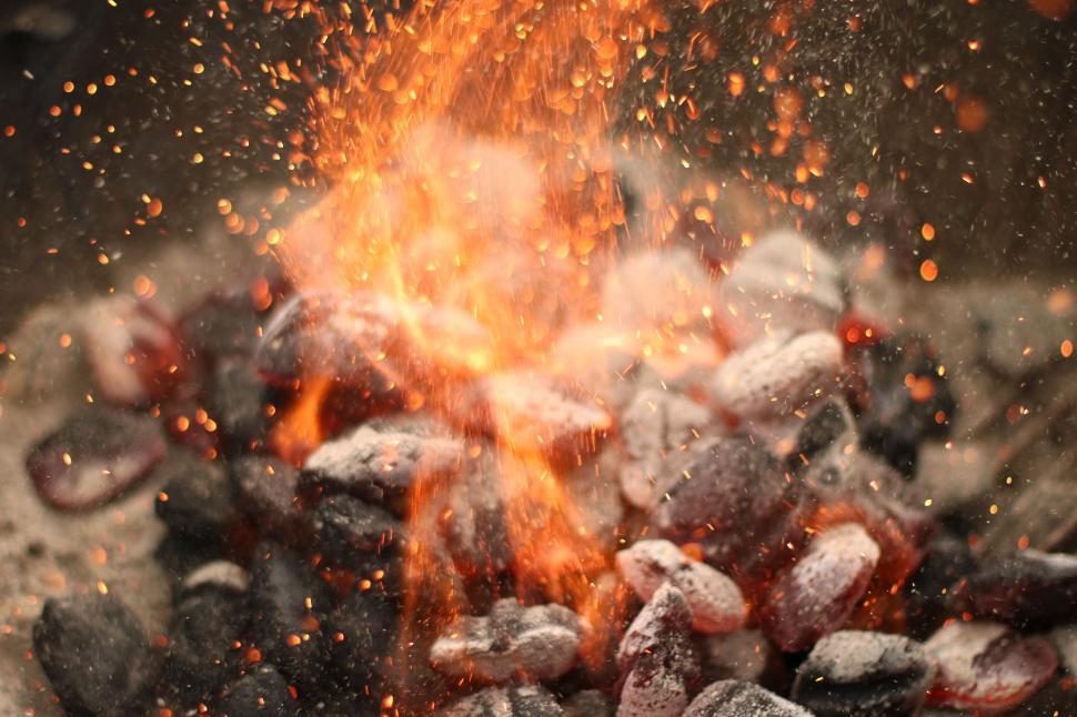 Free Image of Intense Fire Among Piles of Coal 