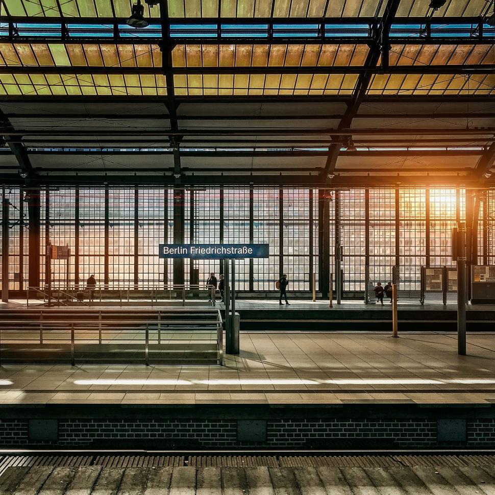 Free Image of Train Station With Train on Tracks 