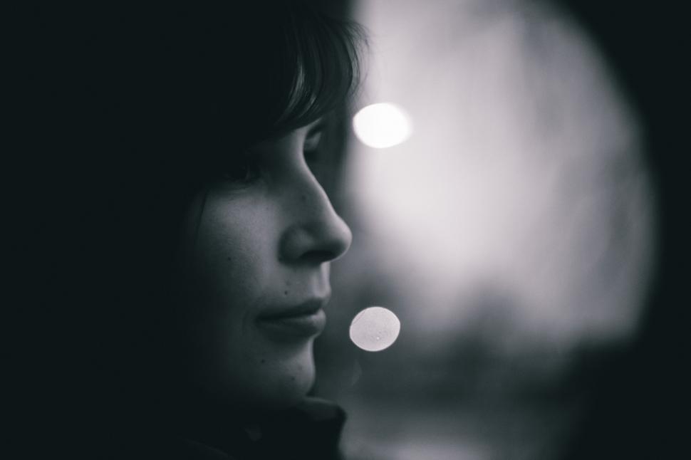 Free Image of Portrait of a Womans Face in Black and White 