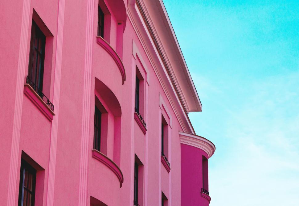 Free Image of Pink Building Under Blue Sky 