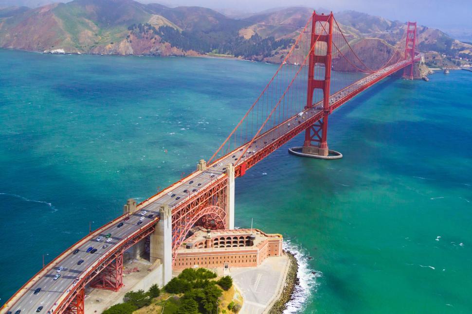 Free Image of Aerial View of the Golden Gate Bridge 