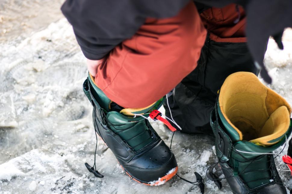 Free Image of Pair of Ski Boots Resting on Snowy Ground 