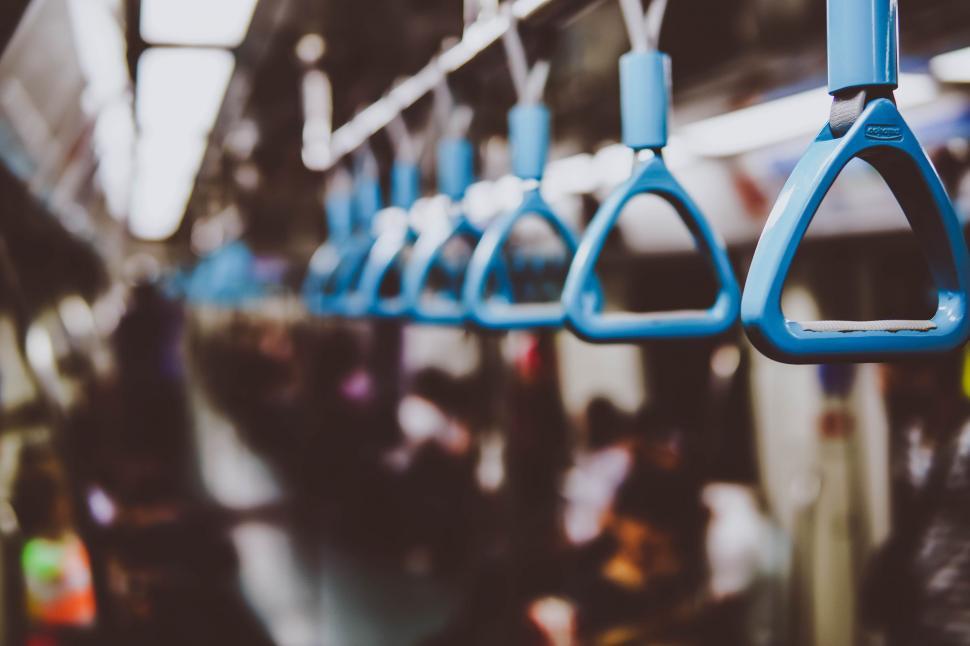 Free Image of Row of Blue Handles Hanging From a Line 
