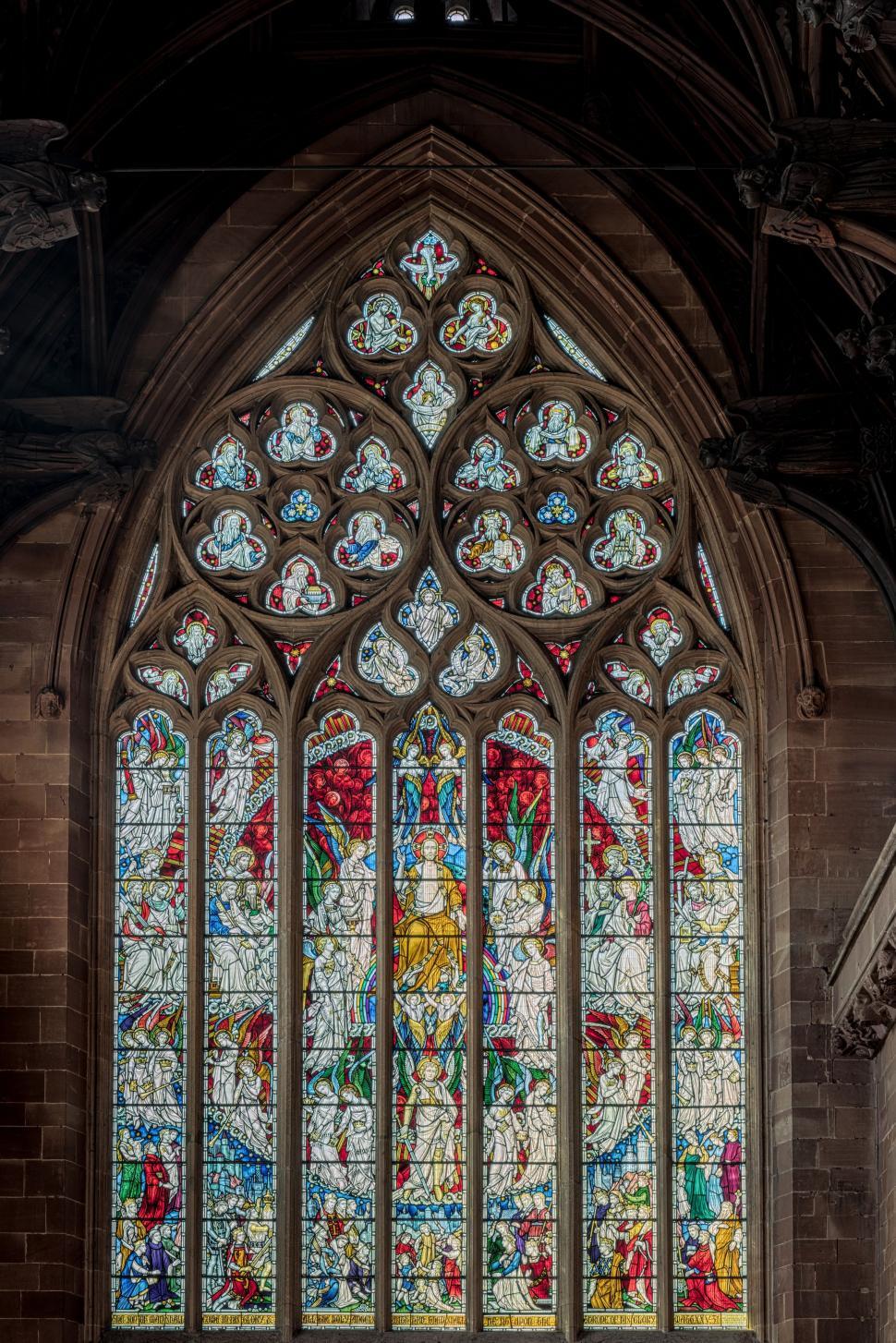 Free Image of Majestic Stained Glass Window in a Church 