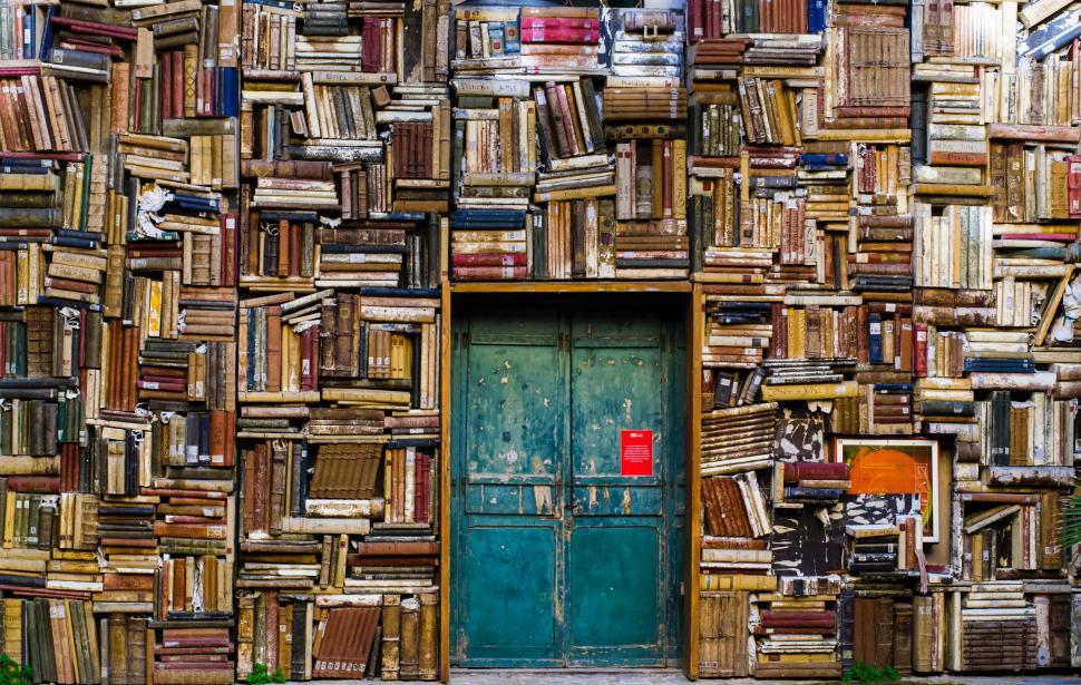 Free Image of Piles of Books Stacked High 