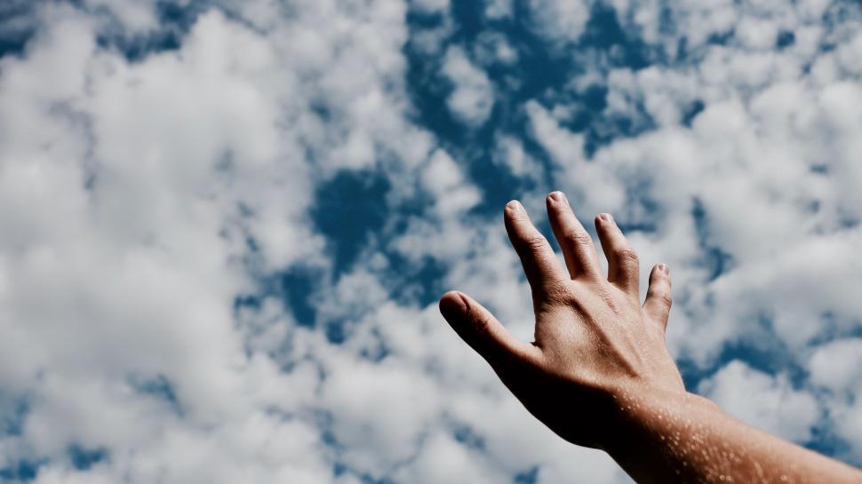 Free Image of Hand Reaching Up Into the Sky 
