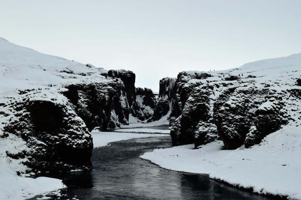 Free Image of River Flowing Through Snow Covered Landscape 