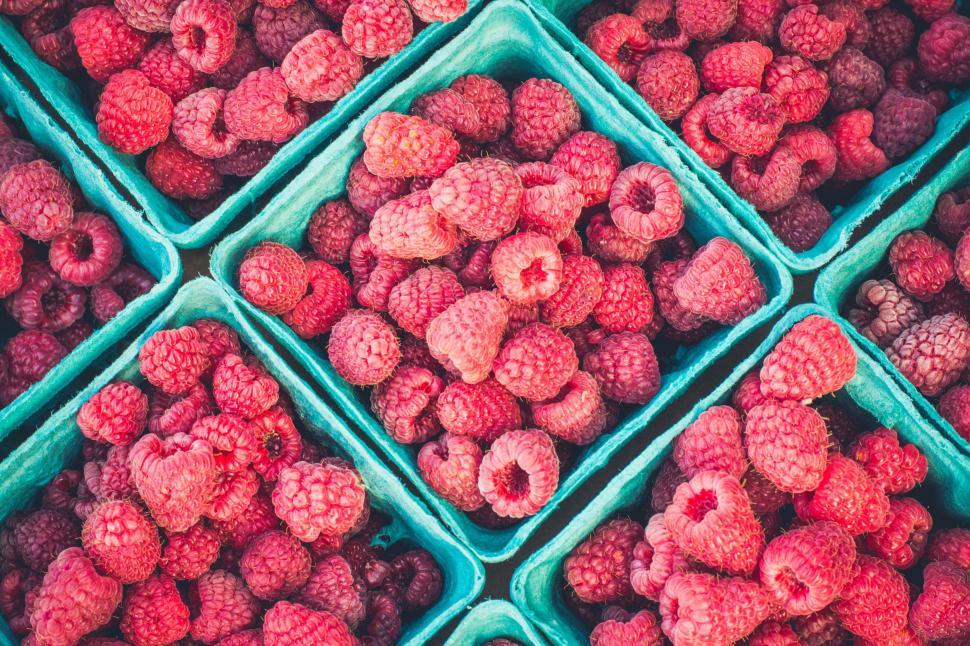 Free Image of Fresh Raspberries in Plastic Containers 